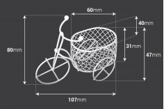 Декоративни метални бициклистички трицикл, минијатурни 100к50 мм са овалном кошуљицом за декорацију бумбара